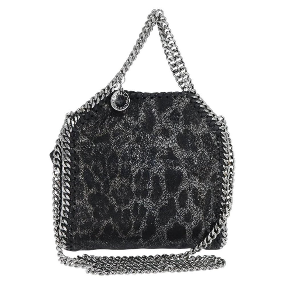Authentic Stella MacCartney Chain Falabella Bag polyester Black Silver 391698
